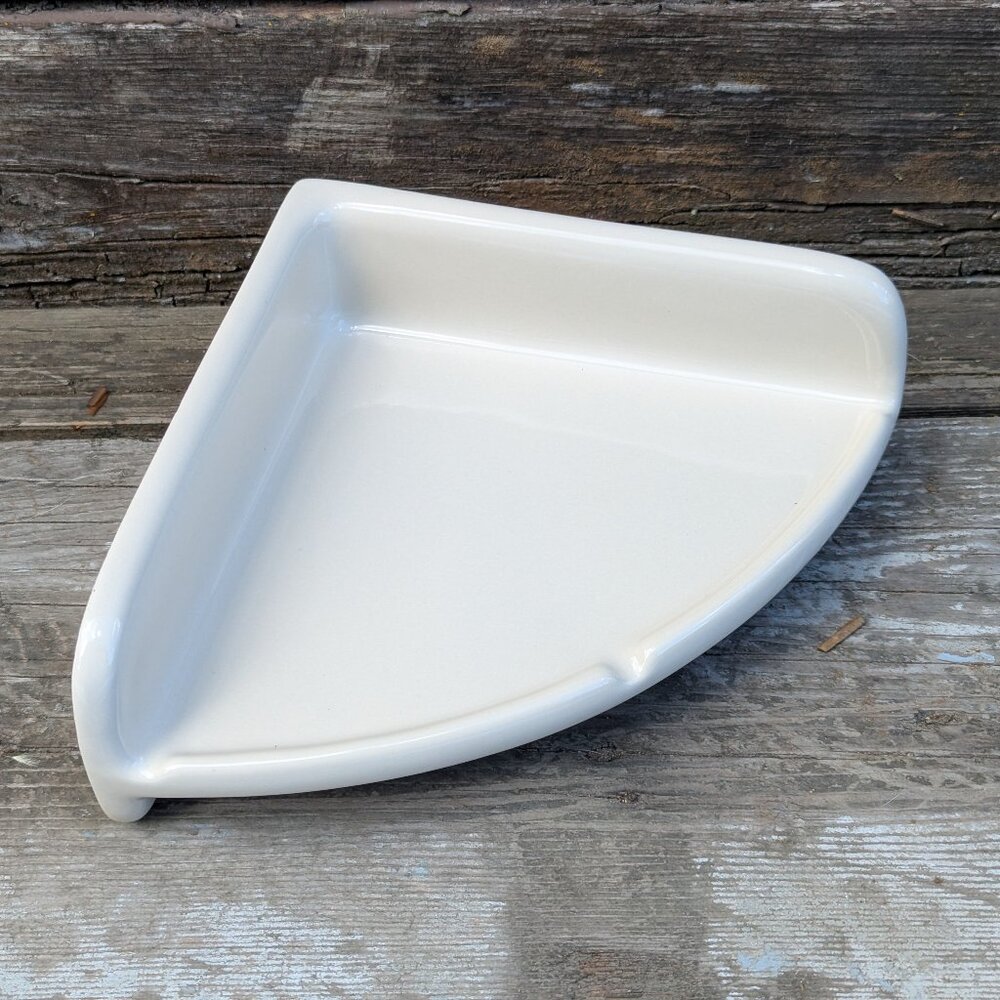 7 in. Ceramic Corner Shower Shelf Tile soap tray in Biscuit colour off-white